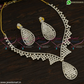 Scintillating Diamond Necklace Designs Two Tone CZ Designer Jewellery Online NL22819