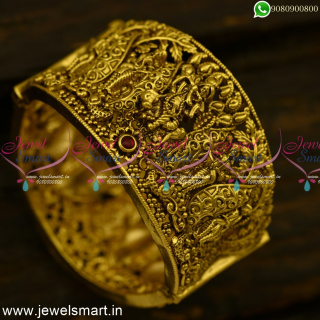 Singing Lord Radha Krishna Nagas Gold Bridal Kada Bracelet Temple Jewellery B25045