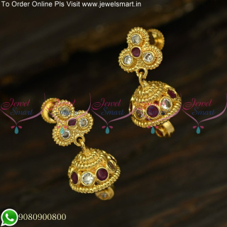 Small Size Floral Gold Covering Jhumkas Online Latest J25125