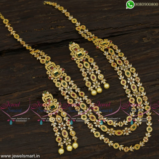 Spectacular Layered Long Necklace Gold Designs Latest Bridal Jewellery NL23352
