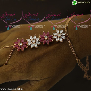 Stylish Hathphool Floral Ring Bracelet Rose Gold Jewellery Designs Online F22020