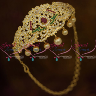 AR10305 Red Green AD Adjustable Size Bajuband Gold Plated Arm Jewellery Gold Plated Traditional Collections