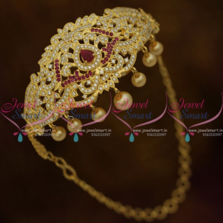 AR10306 Red White AD Adjustable Size Bajuband Gold Plated Arm Jewellery Gold Plated Traditional Collections