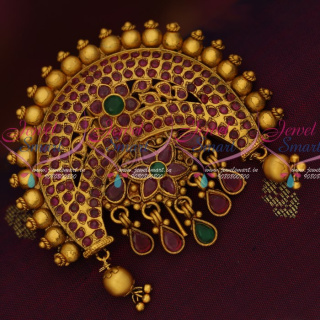H14972 Ruby Emerald Semi Precious Stones Hair Rakodi Bridal Traditional Jewelry Online