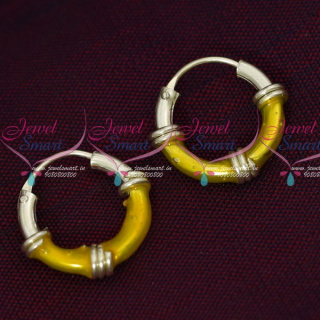 ER15845 92.5 Silver Jewellery Small Bali Hook Yellow Earrings Kids Daily Wear Jewelry Online