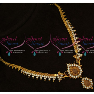 NL15705 AD White South Indian Fancy Gold Plated Daily Wear Necklace Set Shop Online