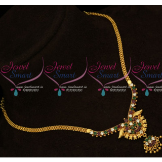 NL15701 AD Multi Color Stones Daily Wear Chain Pendant Gold Covering Elegant Jewellery Set Online