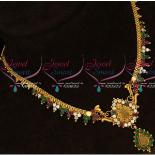 NL15460 South Indian Fancy Gold Covering Necklace Daily Wear Jewelry Online