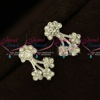 E8587S Floral Design Silver Plated Floral Design Earrings Micron Plated Regular Wear