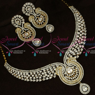 NL16370 American Diamond Dazzling Necklace Set Gold Inspired Jewellery Shop Online