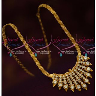 NL16728 South Indian Jewellery AD White Stones Chain Pendant Gold Covering Models
