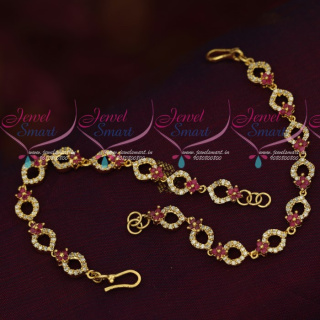 EC18236 American Diamond Stones Gold Plated Jewellery Ear Mattal Chain Accessory Online