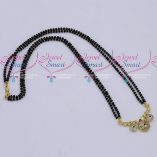 MS18265 Black Beads Mala 2 Strand AD Mangalsutra Traditional Jewellery Designs Online