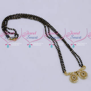 MS18268 Black Beads Mala 2 Strand AD Mangalsutra Traditional Jewellery Designs Online