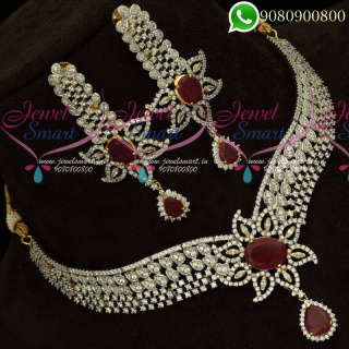 Diamond Jewellery Finish Imitation Necklace Gold Silver Two Tone NL19833