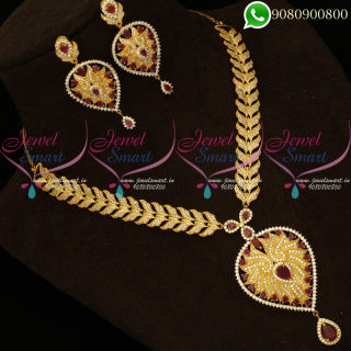 American Diamond Jewellery Set Gold Plated Traditional Imitation Necklace NL20354