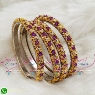 Violet Colour Lac Bangles Dress Matching Indian Jewellery Online B18682