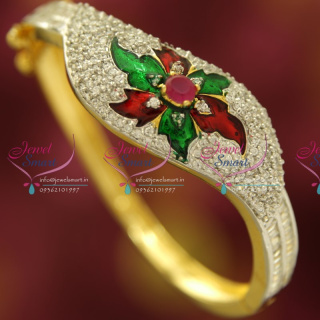 B4830 CZ Ruby Meena Full Sparkling CZ Stones Open Kada Latest Collections Online