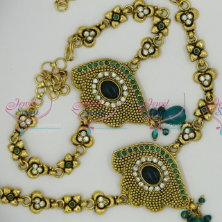 V6196 Antique Gold Plated Handmade Low Price Vanki Baju Band Artificial Jewellery Online
