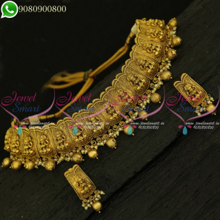 Temple Choker Necklace Antique Gold Plated For Marriage Online NL21033