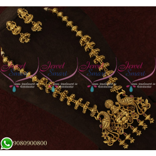 Temple Jewellery Long Necklace Antique Gold Traditional Design