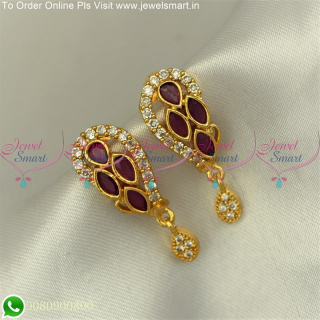 The Most Trendy Gold Plated Stone Stud Earrings for Women ER25094