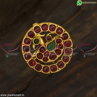 Traditional Peacock Antigue Gold Model Finger Rings In Artificial Jewellery with Kemp Stones Online F22993