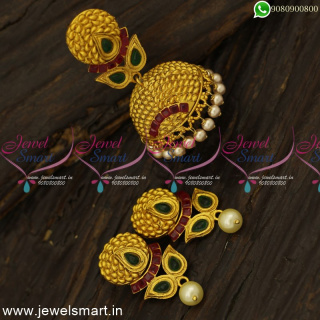Trending Jhumka Style Pendant Earrings Set Designer Matte Jewellery Online PS26414