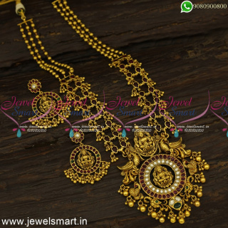 Unique Beaded Long Gold Necklace Sets Beautiful Temple Jewellery Ideas Online NL24845