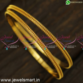 New and Unique Simple Gold Bangles Design Double Tube Emboss Online B24556