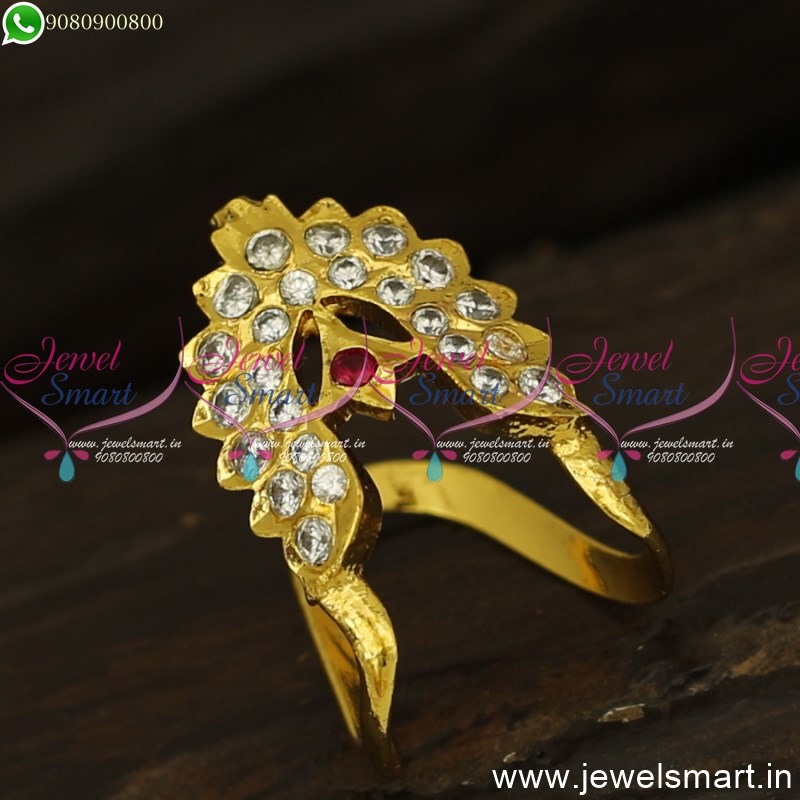 Gold tone ruby-white stone vanki finger ring dj-42453 – dreamjwell