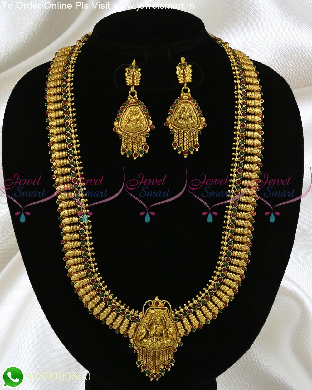 NL15580 Traditional Gold Design Antique Bridal Broad Haram Temple