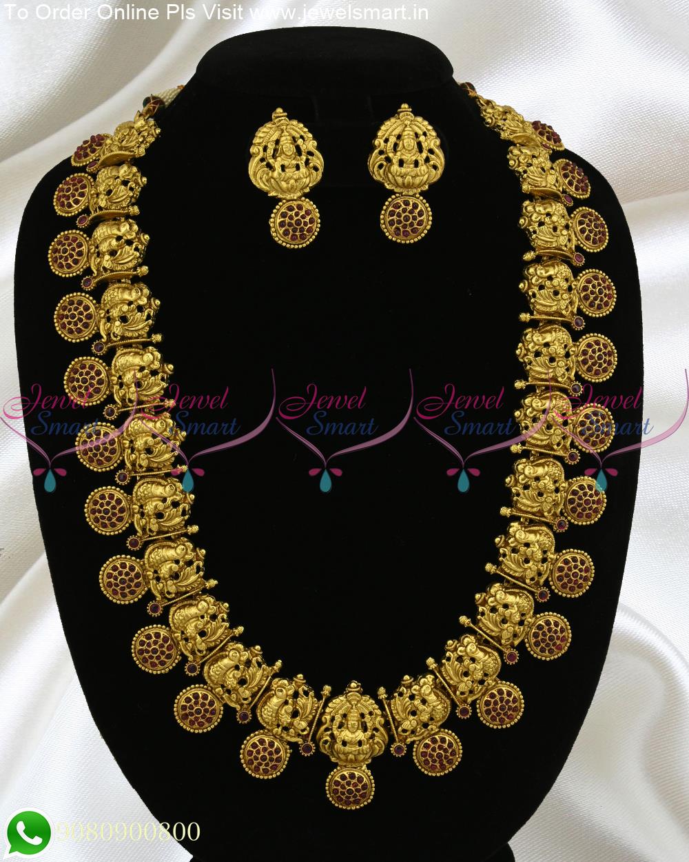 Impressive Temple Long Gold Necklace Designs Silver Inspired ...