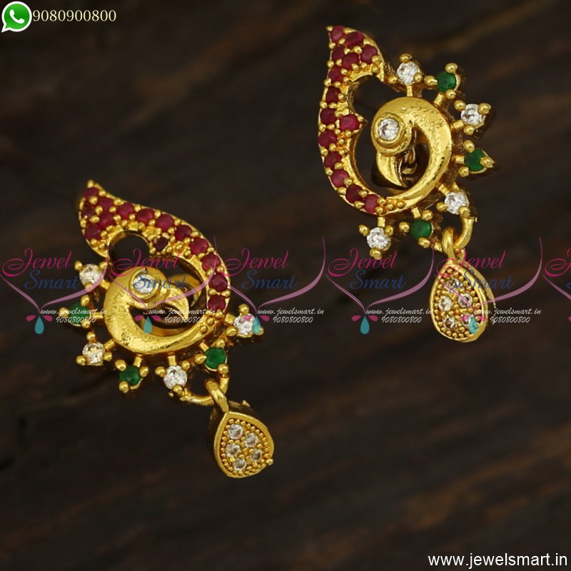 Oversized matte finish peacock gold pearl cluster earrings  Zivara Fashion