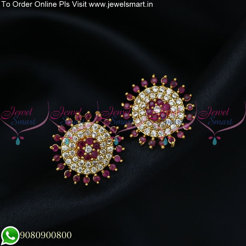 Buy quality 91.6 gold round shape Color Radium earrings in Ahmedabad