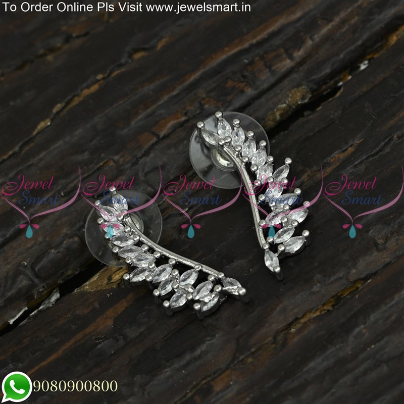 CZ stone earrings online with peacock design pearl model  Swarnakshi  Jewelry
